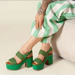 Charlotte Stone Green Strappy Platform Sandals